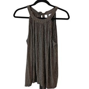 Velvet By Graham & Spencer Black Gold Halter Top  Size Small Glitzy Flowy Dressy